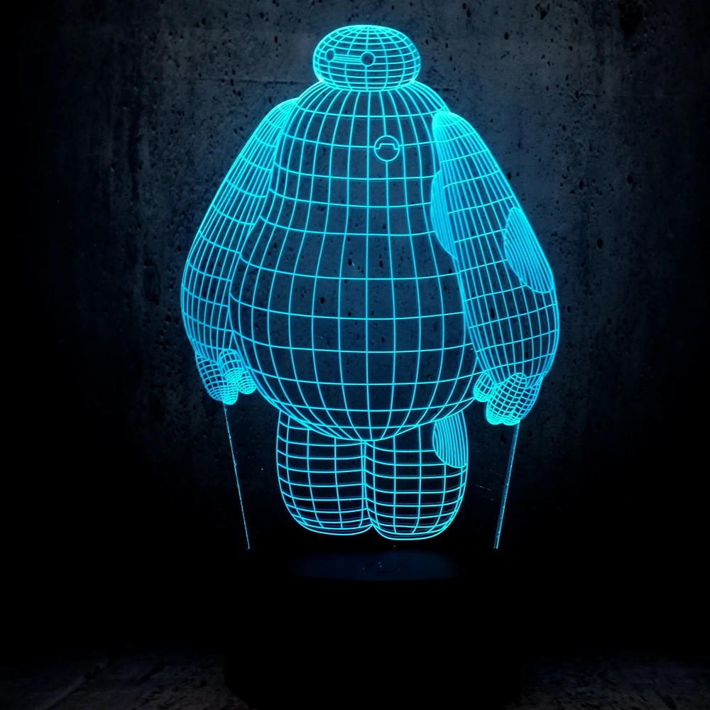 3D лампа Baymax с мультяшным героем ночник светодиодный светильник USB праздничные