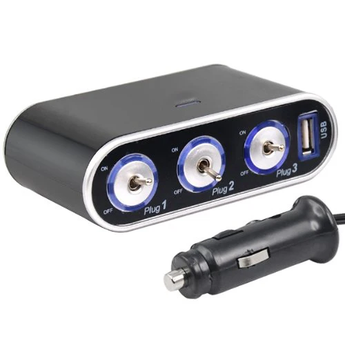 Free shipping 3 Way Car Cigarette Lighter Splitter DC 12V 24V LED Light Switch | Автомобили и мотоциклы