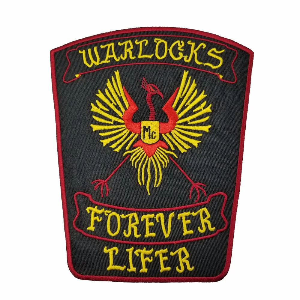 Новое прибытие WARLOCKS мотоцикл патч 1% Байкер всадник жилет MC вышитый Железный на спине куртки патч DIY G0434
