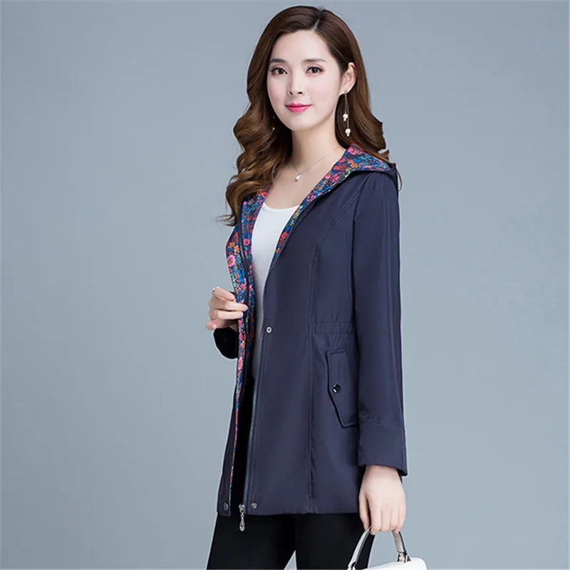 Верхняя одежда Для женщин Демисезонный 2019 Новый печати с коротким капюшоном