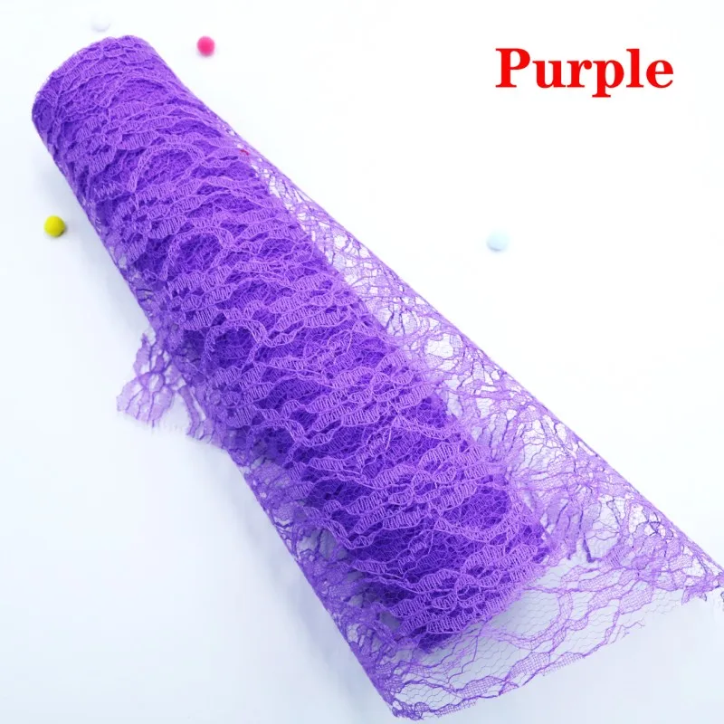 Тюлевая рулонная катушка кружева 1" x10yards DIY сетчатая ткань для свадебной вечеринки стол бегун стул створки Винтажный стиль цветочное украшение места - Цвет: Purple