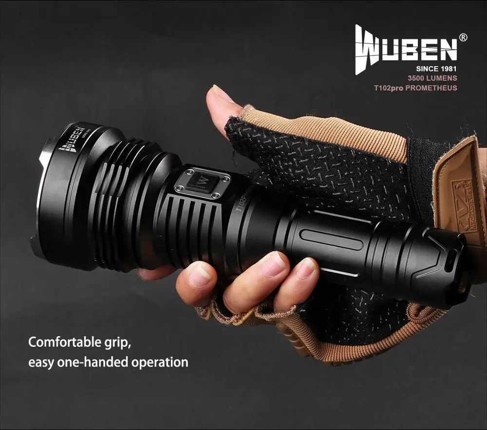 WUBEN T102Pro ручной фонарь CREE XHP70 Макс 3500 люмен луч бросок 500 м уличный с 26650 литий