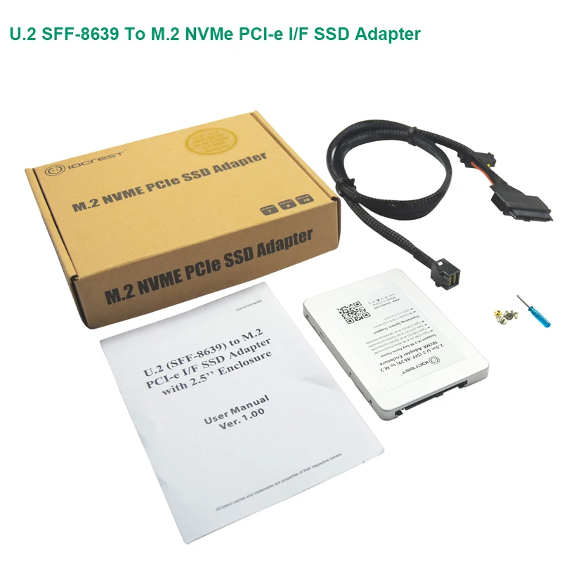 

U.2 SFF-8639 To M.2 NVMe PCI-e I/F SSD Adapter HDD pcie converter adapter with enclosure for desktop