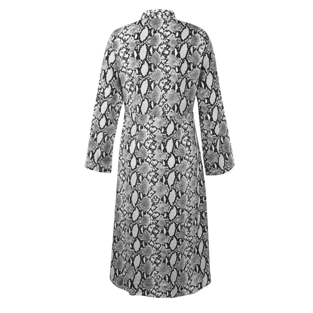 Для женщин Мода шифон змея печати пикантное длинное платье v-образным вырезом