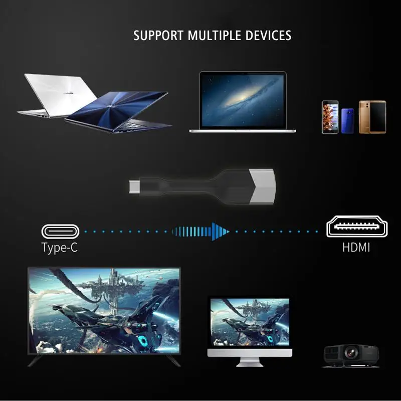Кабель USB C HDMI Type к Male 4K 2K для MacBook Samsung Galaxy S8/S8 + Huawei Mate 10 адаптер Led Tv | Электроника