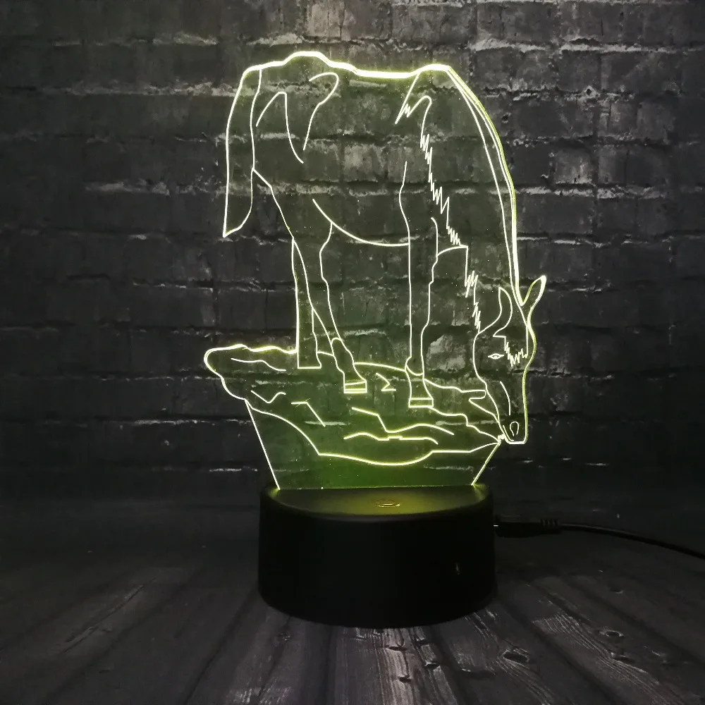 Лошадь Животное 3D светодиодный оригинальная Ночная подсветка настольная прикроватная лампа для сна RGB домашний декор детский домик Декор USB База Ночник подарок для малышей