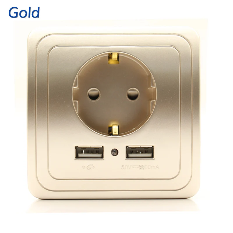 EsooLi Smart Home Dual USB Port 2000mA Wall Charger Adapter EU Standard Plug Socket Power Outlet Panel | Обустройство дома