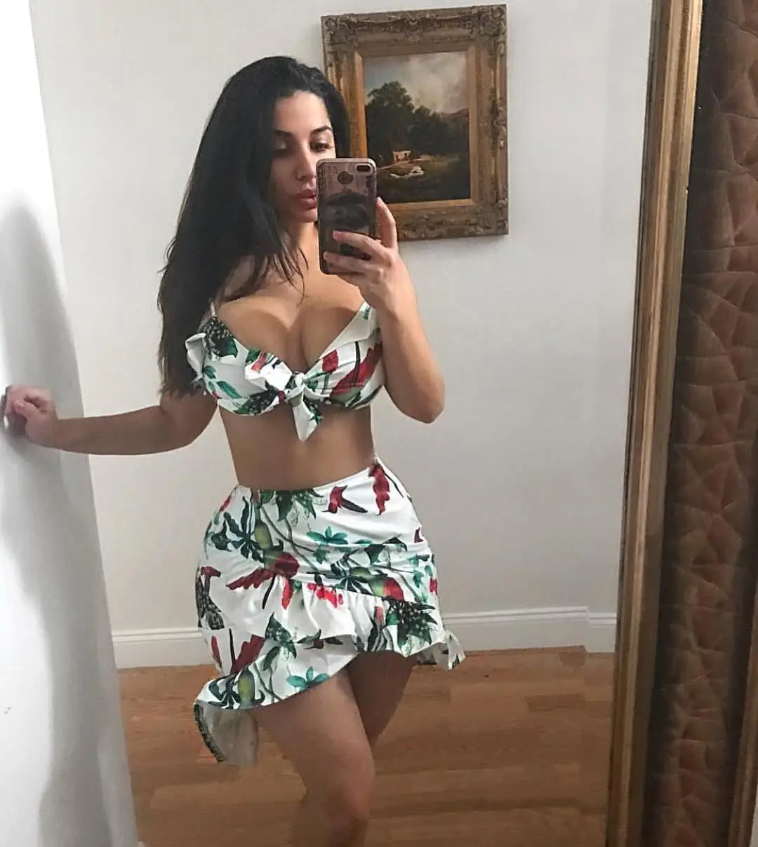 SANTUNE 2018 New Summer Dress Print Floral Sexy Elegant Asymmetric Bodycon Ruffles Off Shoulder Wrap Vintage Dresses | Женская одежда