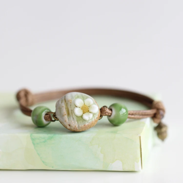 Fashion Bracelets For Women Ethnic Style Lady Women's Handmade Porcelain Beads Rope Free Shipping #1499 | Украшения и