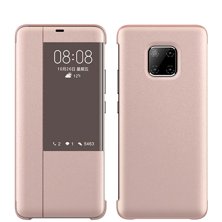 Розовый Для huawei mate 20 30 Pro Чехол, флип-чехол, кожаный смарт-чехол с окошком для huawei mate 20 X Чехол, защитный чехол - Цвет: Розовый