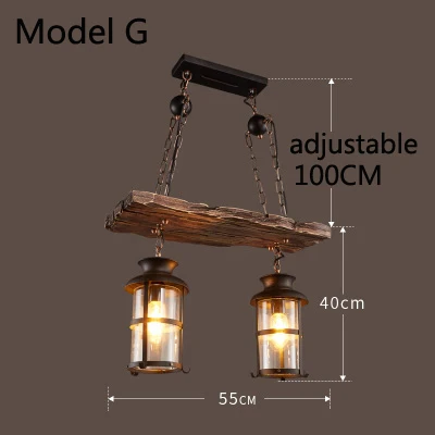 Model G with bulb Ретро-бар, промышленная ветровая люстра, лофт из твердой древесины, индивидуальная ресторанная бар, промышленная кофейня, промышленная люстра - Цвет корпуса: Model G with bulb