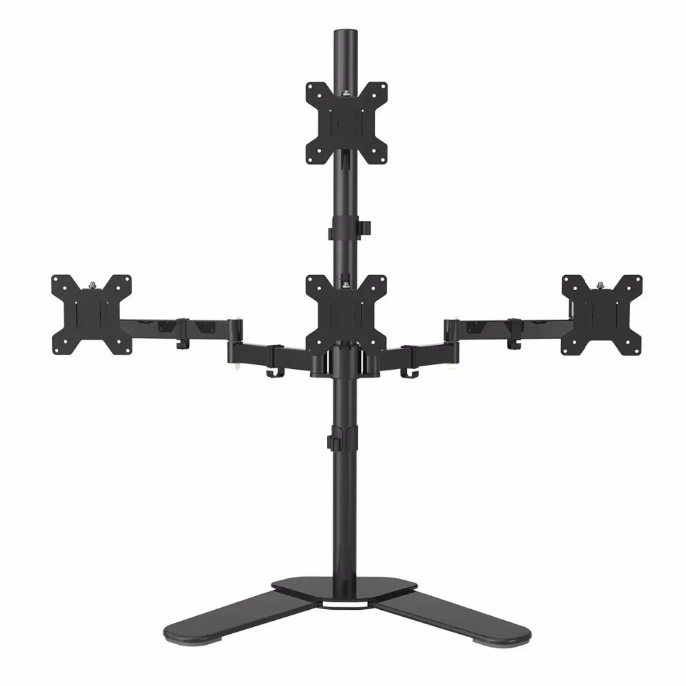 Suptek Quad Arm LCD LED Heavy Duty Monitor Stand Desk Mount Bracket 3 + 1 free Stand / Holds Four Screens up to 27