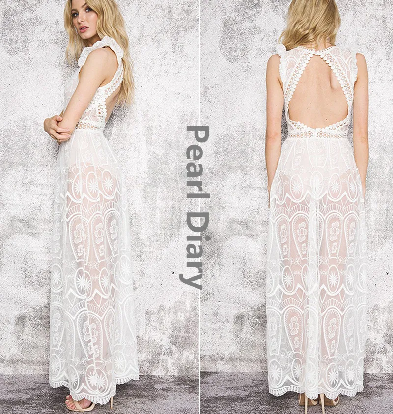 2018 женское летнее Новое сексуальное кружевное платье с открытой спиной и