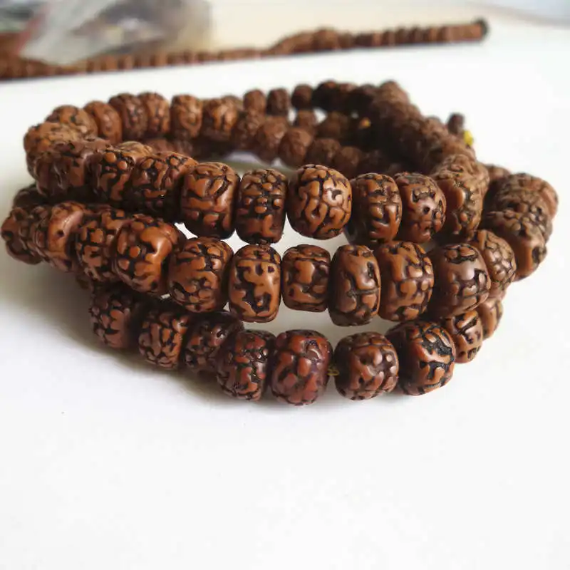 BRO582 тибетские 108 бусины старые полированные молитвенные Rudraksh Bodhi Mala для