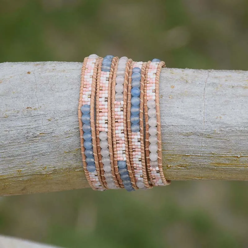 Женские браслеты ручной работы из натурального камня с бусинами натуральной