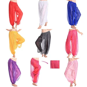 Belly Dance Pant Women's Genie Harem Pants Belly Dancing Tribal Costume Shinny Bloomers Trousers New