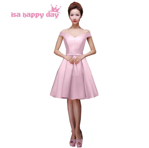 

Розовое простое атласное платье принцессы с v-образным вырезом для вечеринки, короткое платье подружки невесты для особых случаев, платья н...