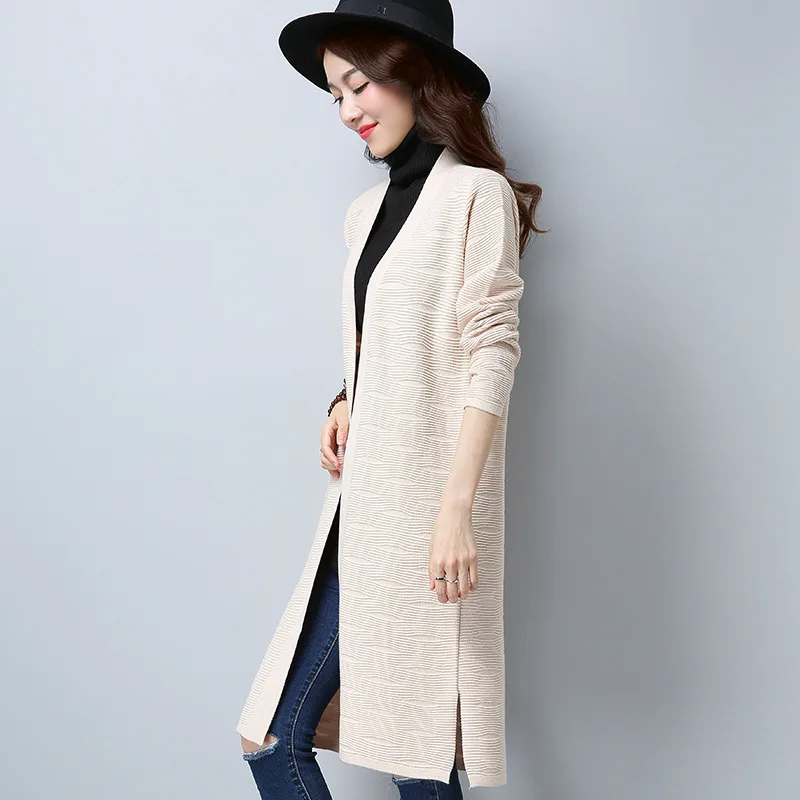 MEIL2017 winter and new products debut women's coat solid color atmosphere ladies long knitted jacket thin wholesale |