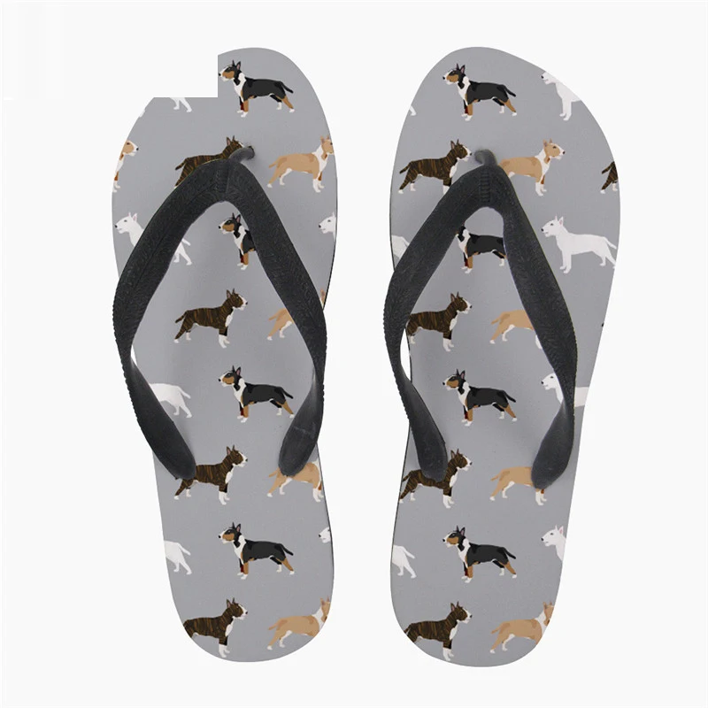 

Customized Mens Flip-flops 3D Dog Printing Bull Terrier Male Anti-slip House Slippers Summer Travel Beach Flip Flops Terlik