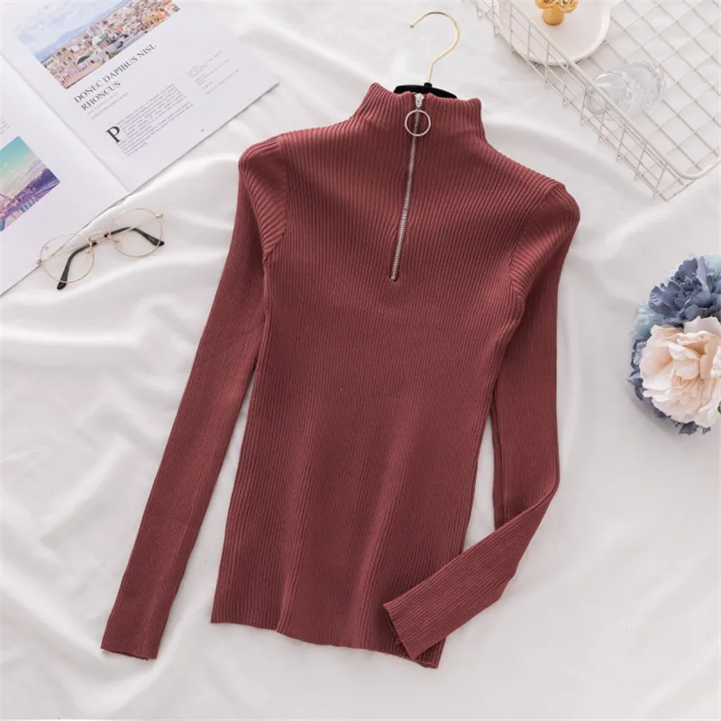 Neploe Zipper Slim Grace Women Sweater Solid Knitted Female Pullover 2020 Autumn Winter New Fashion Vintage Sueter Mujer 69170 | Женская