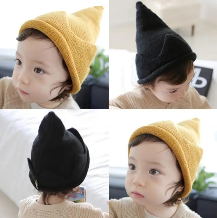 Новинка 2017 года Зимняя вязаная шапка с короной для маленьких девочек и мальчиков