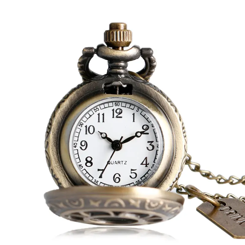 Винтажные карманные часы в стиле ретро с полыми цветами пей меня кролик ожерелье