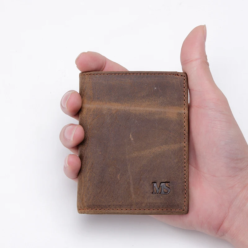 

MS Free Shipping Hot Sell Men's Genuine Leather Wallet Business Casual Credit Card ID Holder Money Card Holder 2 Colors K100