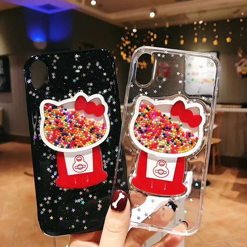 Милый блестящий чехол с рисунком котенка для iPhone X XS Max XR прозрачный мягкий