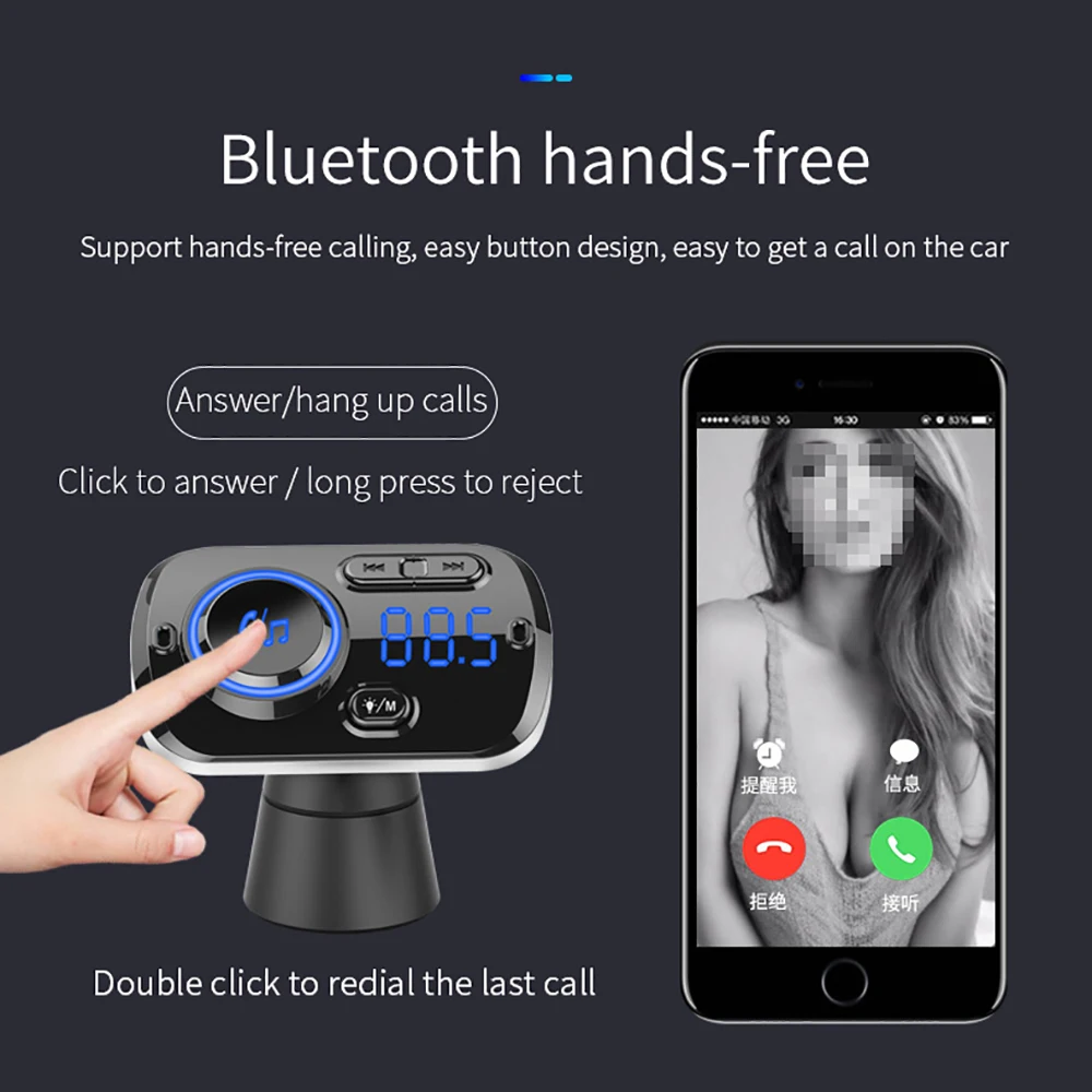 USB quick charge 3,0 Автомобильное зарядное устройство Bluetooth fm-передатчик MP3 плеер беспроводной fm-радио адаптер Поддержка 2 мобильного телефона
