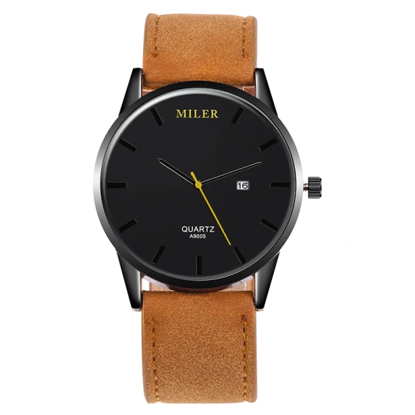 light brown Мужские часы MILER Топ бренд Роскошные спортивные часы мужские часы Полный календарь Мужские часы Часы erkek kol saati reloj hombre - Цвет: light brown