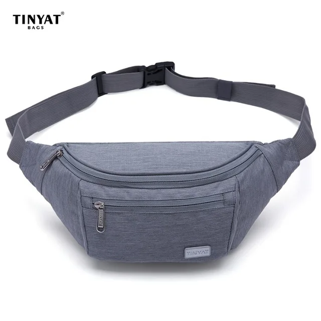 Waist Bag Gray Сумка на пояс Мужская поясная сумка TINYAT, повседневная холщовая сумка через плечо, сумка-пояс унисекс, сумка с карманами для хранения телефона, для путешествий я сумка на бедра серого цвета сумка на пояс поясная бана - Цвет: Waist Bag Gray