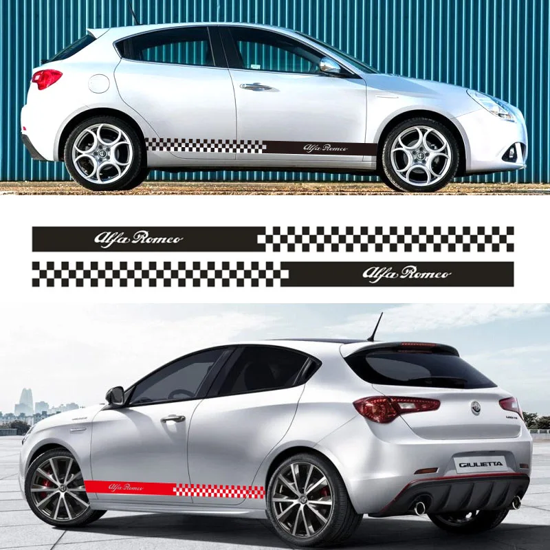 

Автомобильные двойные полосы 2 шт. автомобильные гонки для Alfa Romeo Side виниловые наклейки Giulietta 145 146 147 155 156 159
