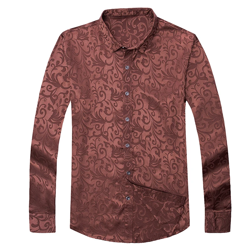 Новое поступление 2017 Осень и весна мужские атласные шелковые рубашки Модные