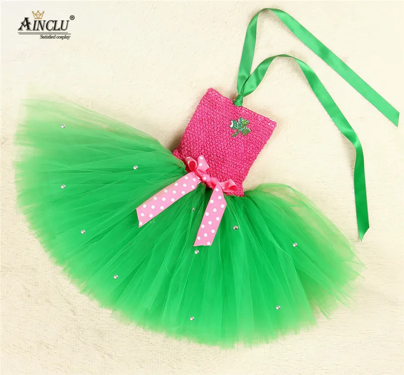 1-12Y Girls Fresh Four Leaf Clover Tutu Dress Kids Birthday Princess Party Rivet St. Patrick's Day Costume | Тематическая