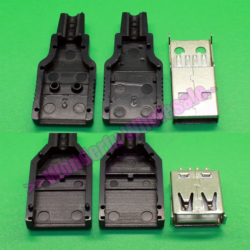 4-контактный разъем USB Type-B Мама + тип A папа коннектор для пайки с черной