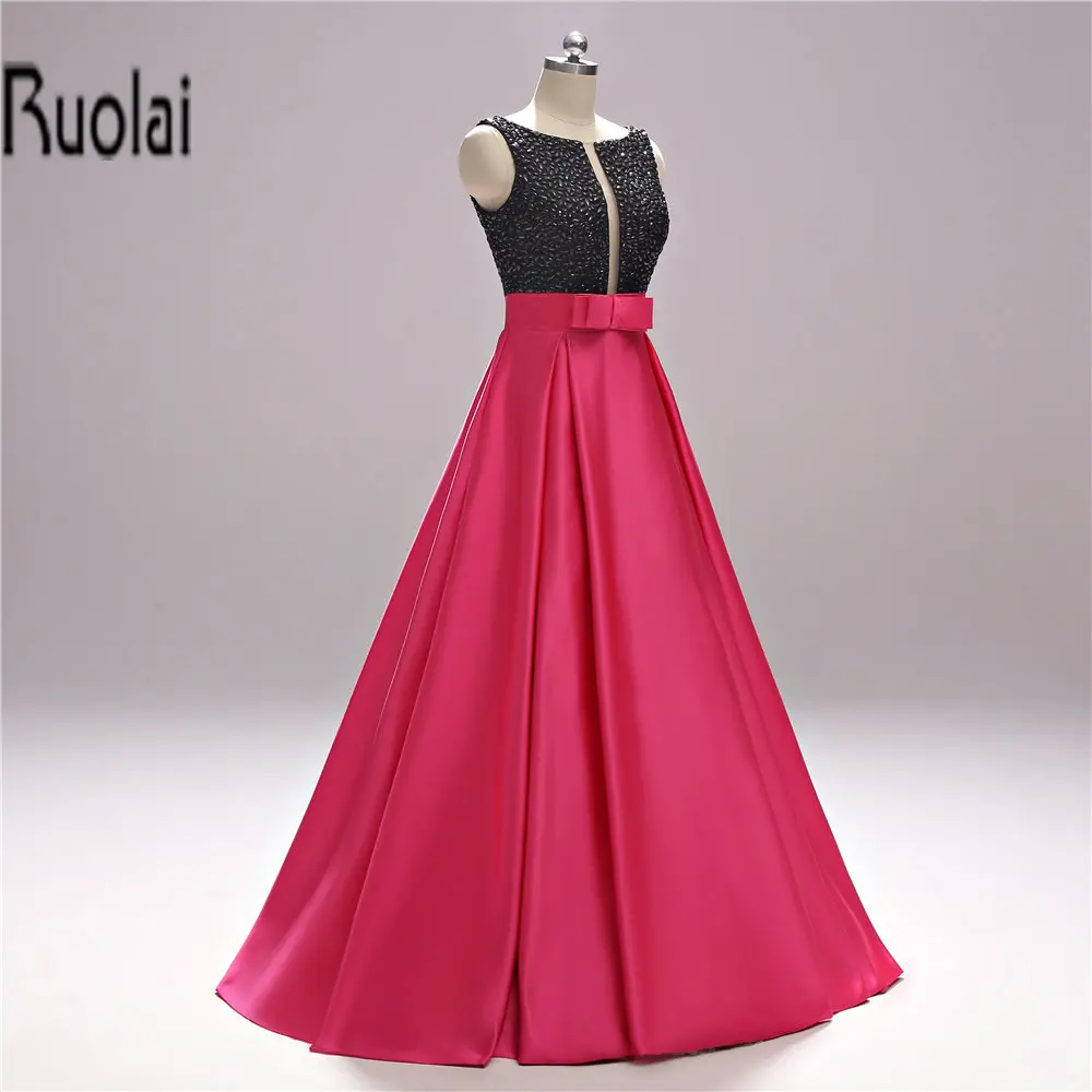 2017 Real Sample Sexy Red Formal Long Evening Dresses Beading Bow V-Neck Satin Gown For Prom Party Backless Custom Made | Свадьбы и