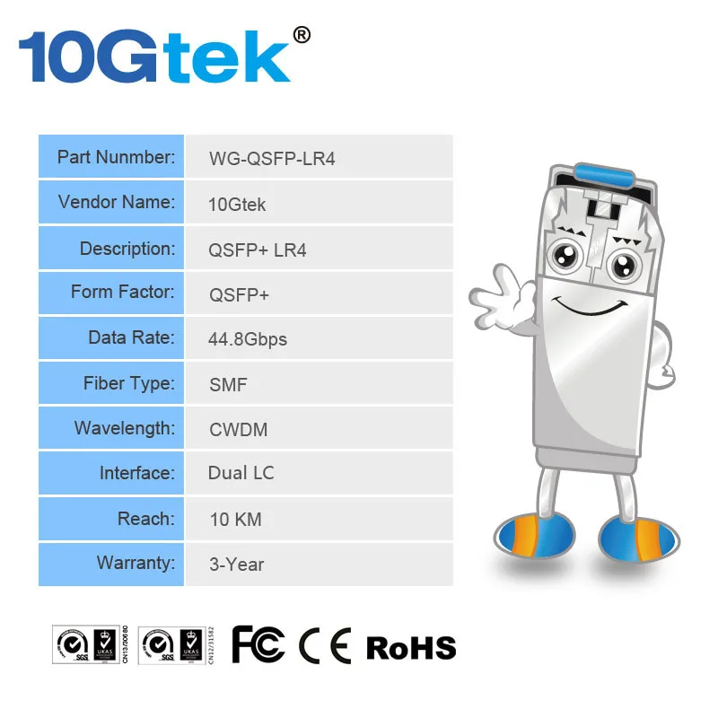 QSFP + приемопередатчик 40 ГБ волоконно оптический модуль 10 км 40GE LR4 JIN 40G для