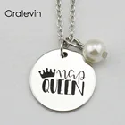 NAP QUEEN вдохновляющая ручная гравировка Гламурная подвеска цепочка Ожерелье для модных женщин Подарочные ювелирные изделия, 10 шт.лот, # LN1856