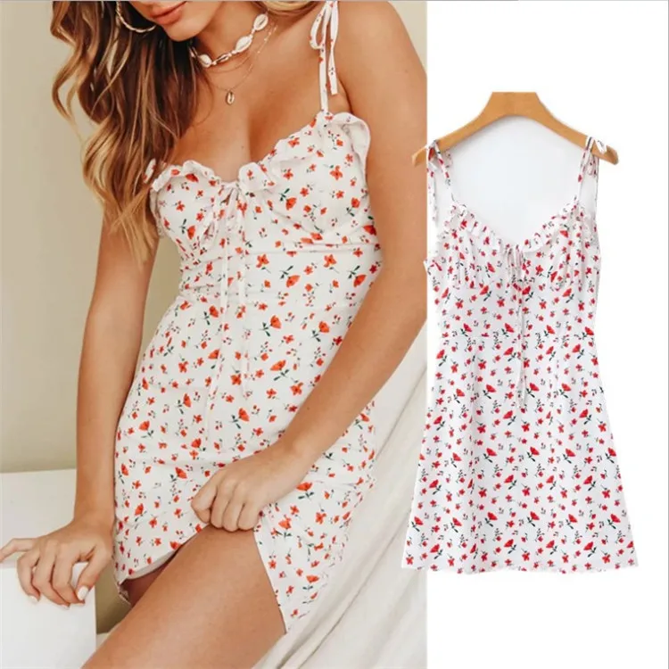 Женское шифоновое платье без рукавов с цветочным принтом Boho повседневное