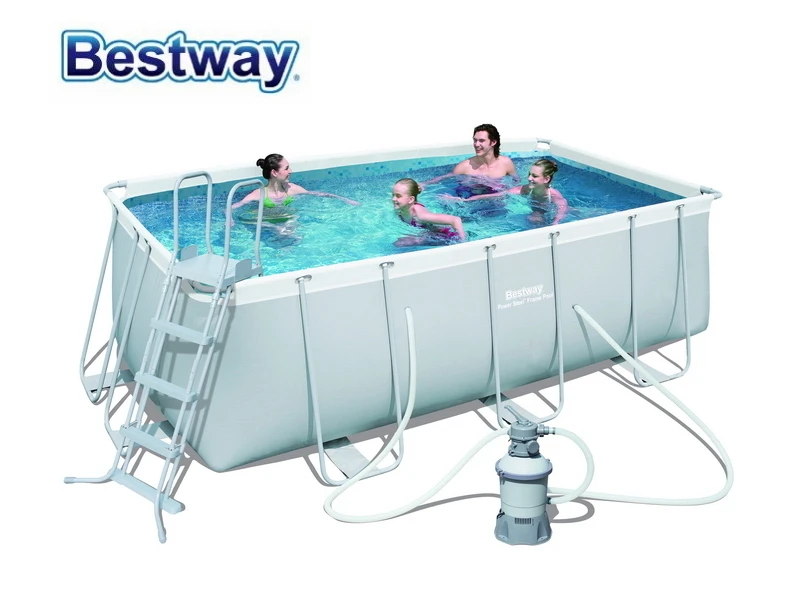 56457 Bestway 412*201*122 см прямоугольная супер прочная стальная труба обрамление бассейн