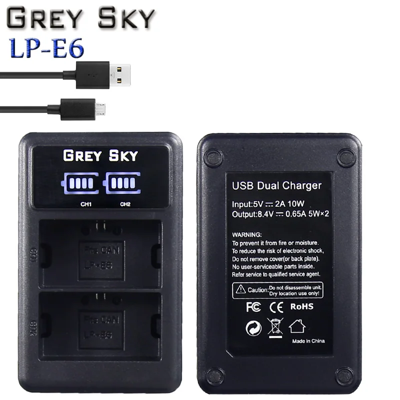 1 charger 2650mAh 7.2V LP-E6 LP E6 Battery+ USB LCD Charger For Canon EOS 5D4 5D3 60D 6D 7D 70D 80D 5DSR Camera - Цвет: 1 charger