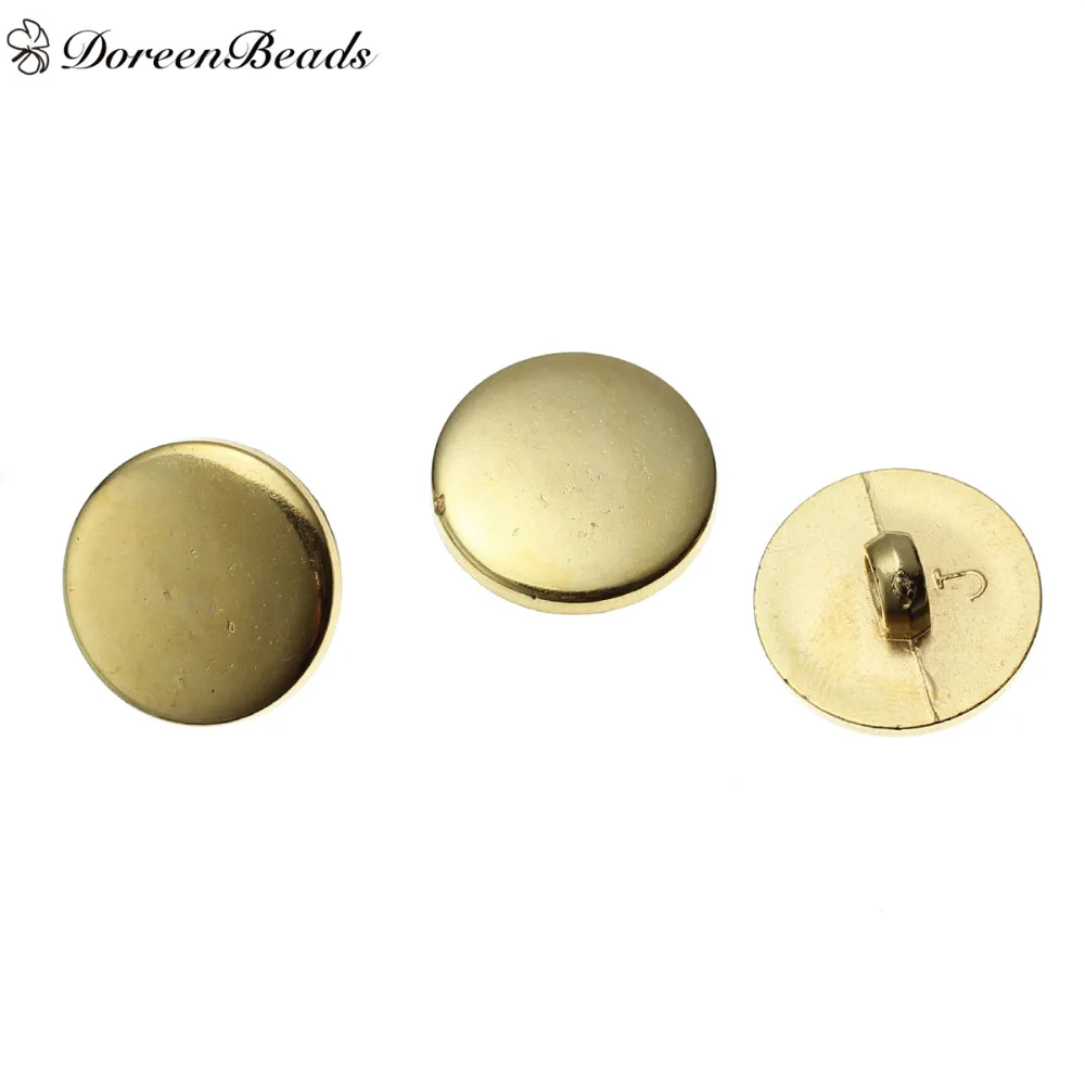 

DoreenBeads Plastic Sewing Shank Buttons Round Gold color 18mm( 6/8") Dia, 20 PCs