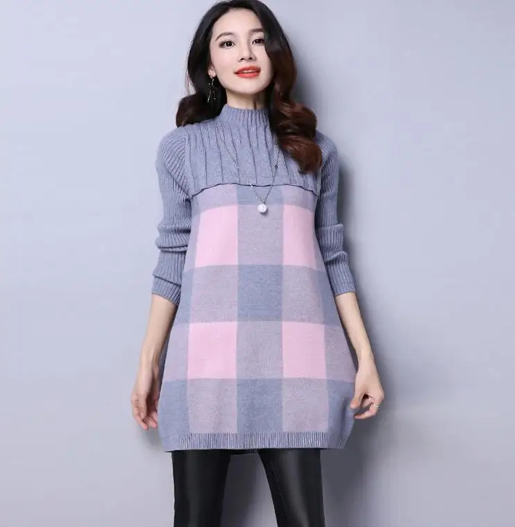 

new Sweater women turtleneck loose long womens sweaters fashion knit pullover thickening