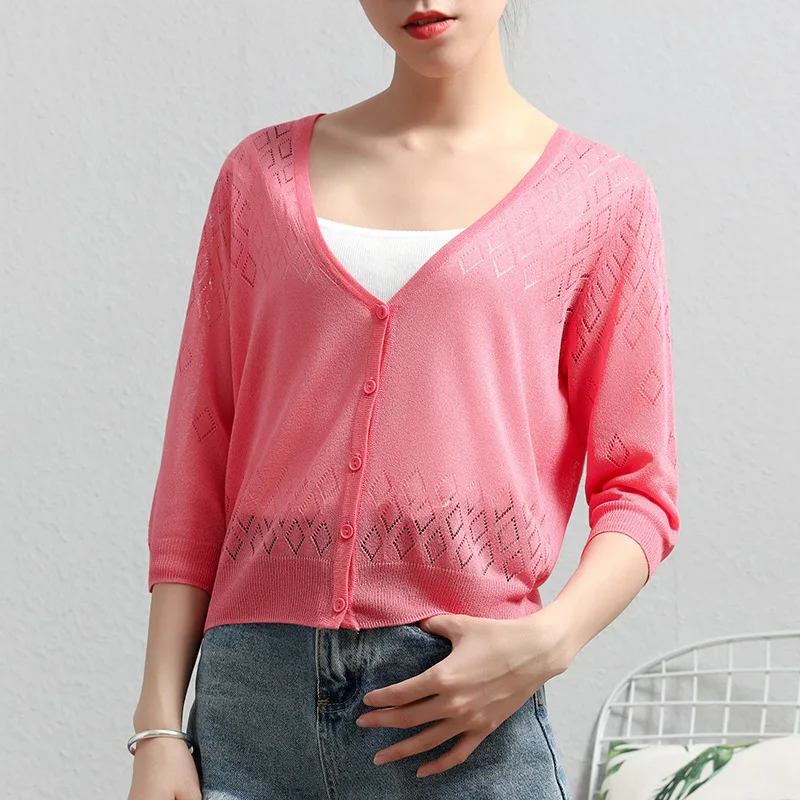 Diamond summer sunscreen ice silk sweater women short paragraph shawl outside thin air conditioning cardigans YDSY015 |