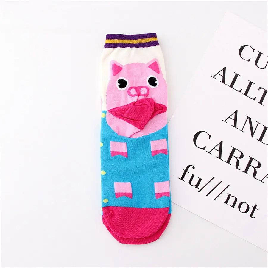 Мультяшные жаккардовые носки свинка лягушка кошка животные короткие милые
