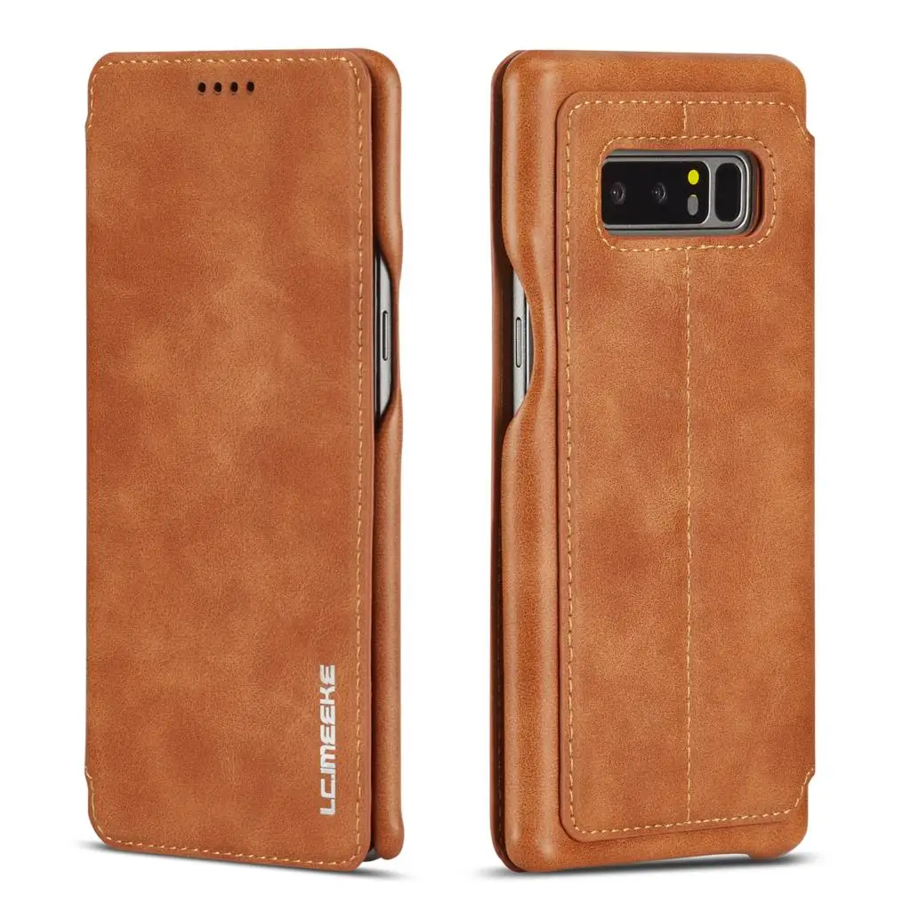 LC. imeeke роскошный Магнитный привлекательный флип-чехол для samsung Galaxy Note 8 N950F Бизнес кобура ретро кожаный чехол простой - Цвет: HongGu Yellow