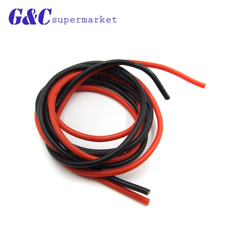 14 AWG Калибр силиконовый провод гибкие многожильные медные кабели 2 м для RC черный +