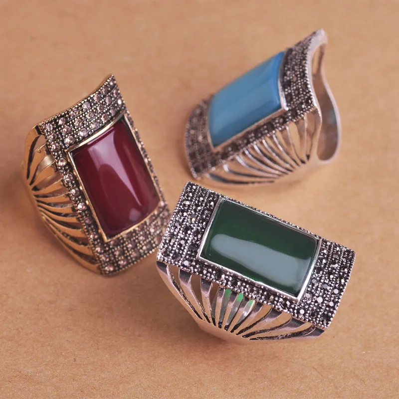 Оригинальные квадратные дизайнерские королевские винтажные кольца из смолы с