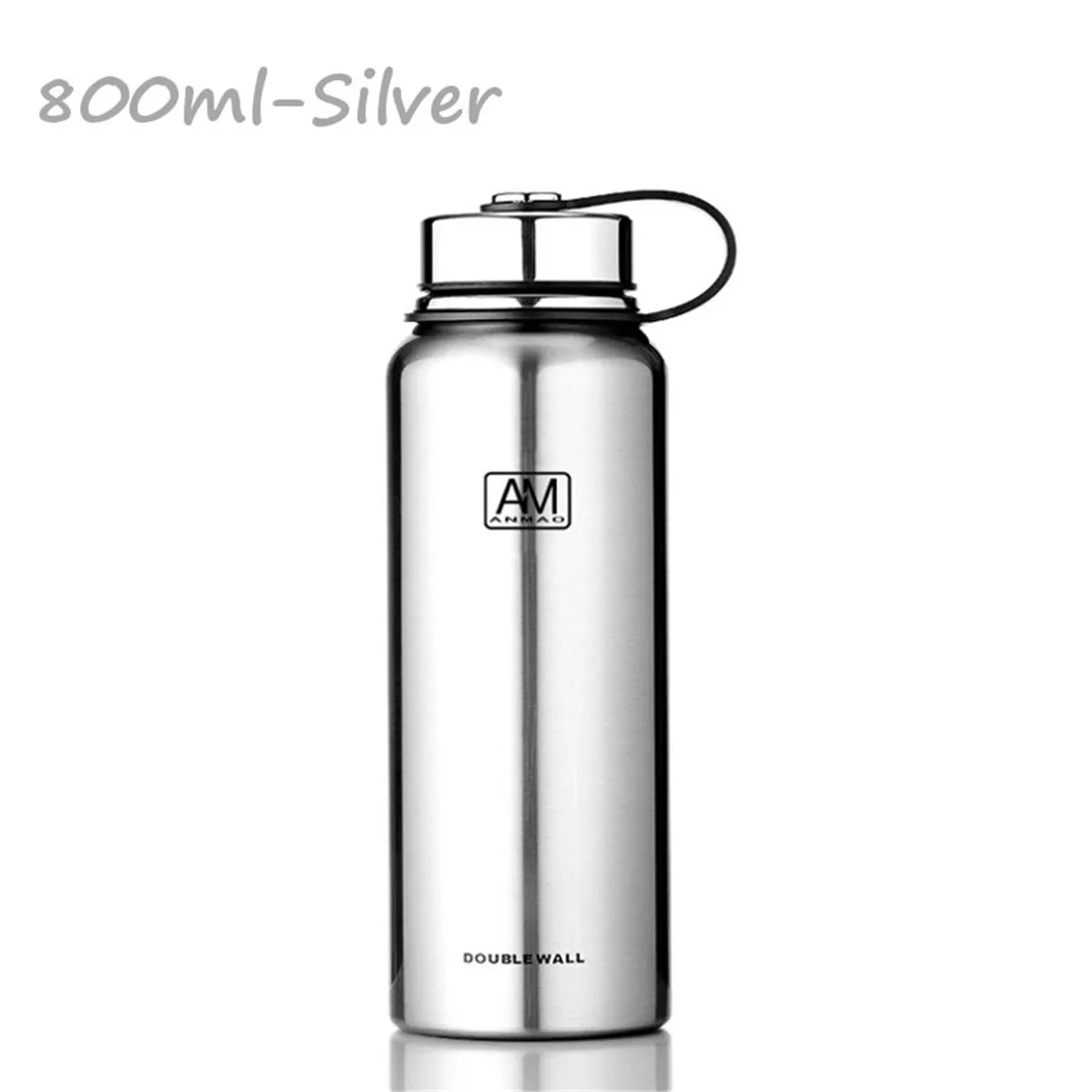 Silver 800 мл с двойными стенками вакуумной изоляцией из нержавеющей стали Нержавеющая сталь для воды, напитков бутылка защита от проливов с двойными стенками из нержавеющей стали Вакуумная напитков Бутылка Чашка - Цвет: Silver