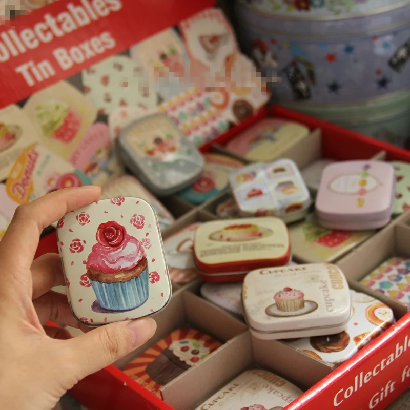 12 шт./лот металлическая винтажная маленькая подарочная жестяная коробка для